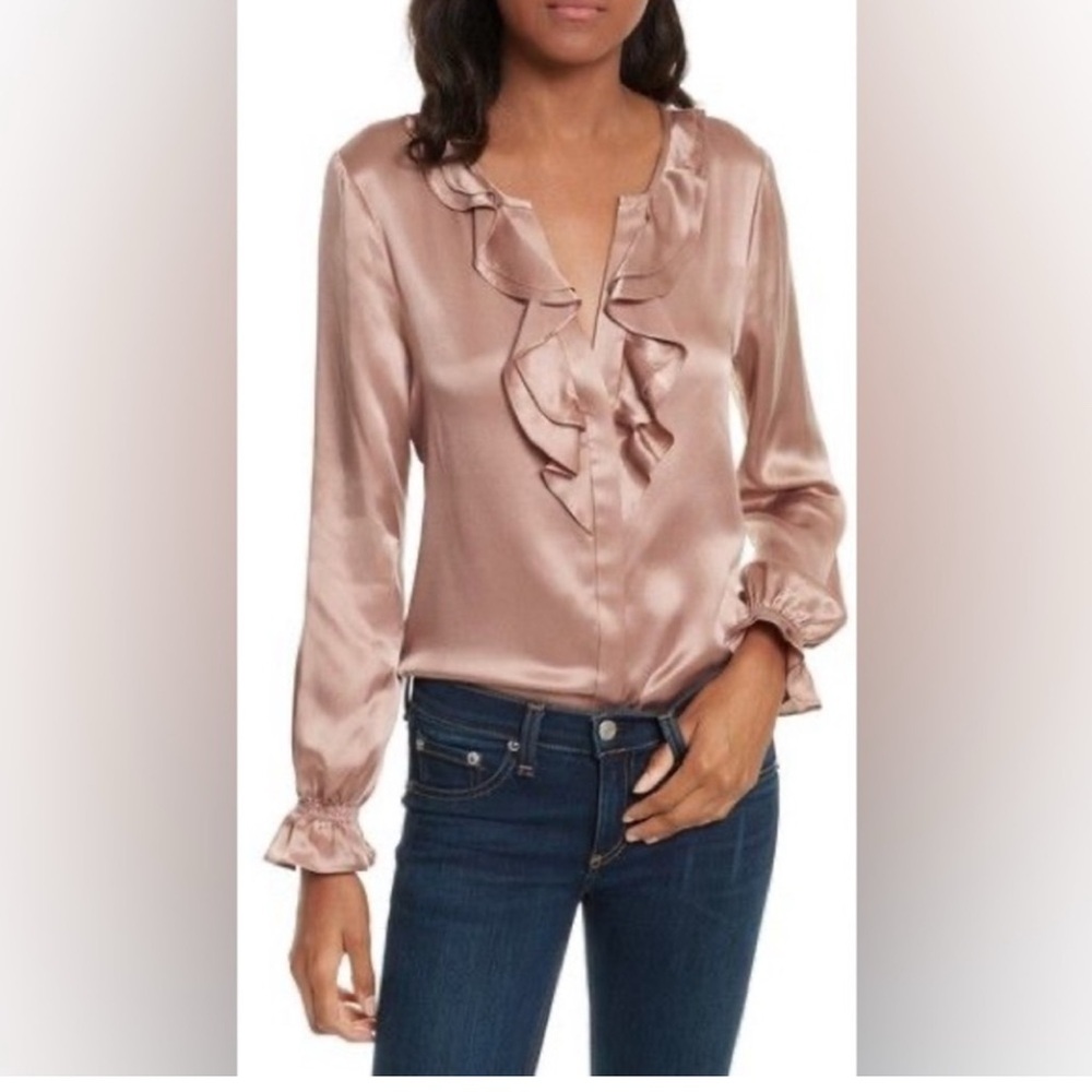 Joie ‘Jayanne’ Ruffled Silk Blouse in Dusty Rose